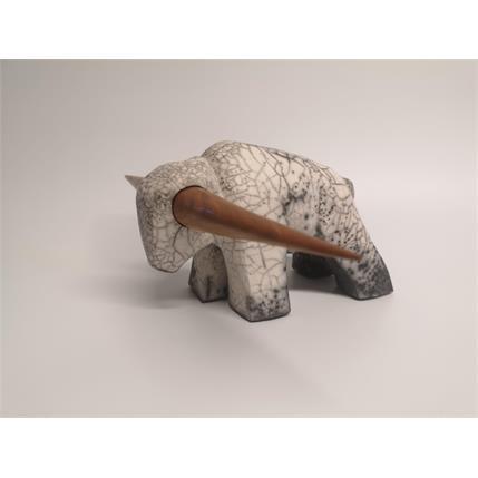 Sculpture Auroch Raku  par Roche Clarisse | Sculpture classique Raku animaux