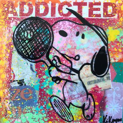 Peinture Snoopy tennis par Kikayou | Tableau Pop Art Mixte icones Pop