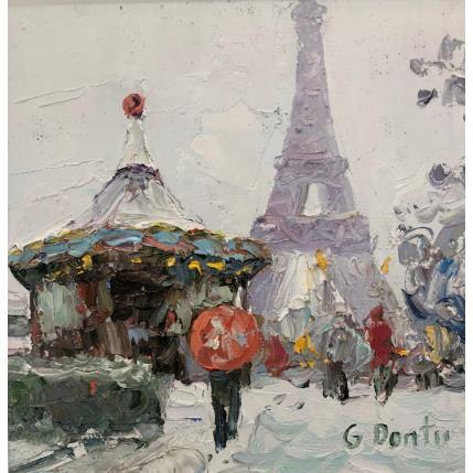Peinture Carrousel de la Tour Eiffel par Dontu Grigore | Tableau Figuratif Huile Urbain