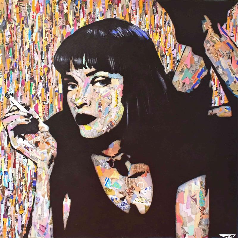 Peinture Mia Wallace par G. Carta | Tableau Pop-art Acrylique, Collage, Graffiti Icones Pop, Portraits