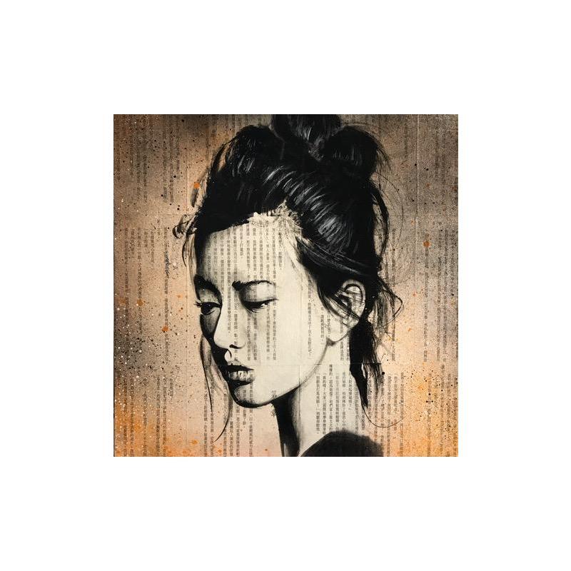 Gemälde Asian Mood von S4m | Gemälde Street art Acryl, Collage, Pastell Porträt