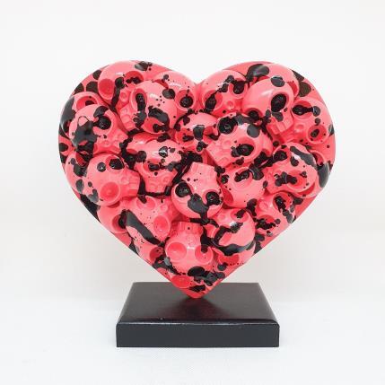 Sculpture Heartskull-rose/noir by VL | Sculpture Pop art Mixed