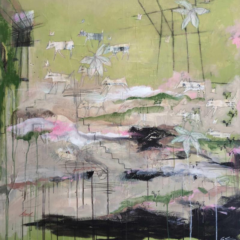 Gemälde L'impermanence von Colin Sylvie | Gemälde Art brut Acryl, Collage, Pastell Tiere
