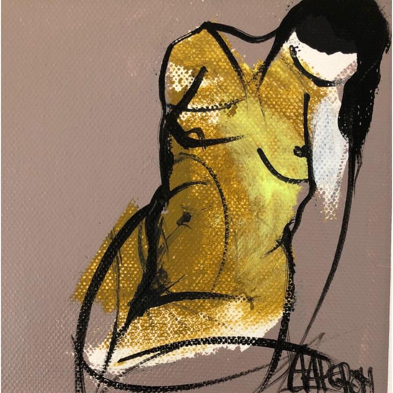Painting VERT TAUPE by Chaperon Martine | Painting Figurative Nude Acrylic