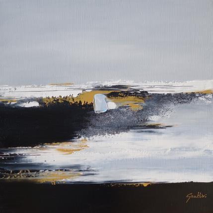 Painting Rivages by Gaultier Dominique | Painting Abstract Oil Black & White, Marine, Minimalist