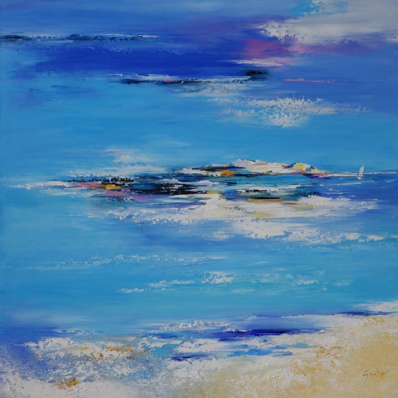 Painting Entre le ciel et l'eau by Gaultier Dominique | Painting Figurative Oil Marine