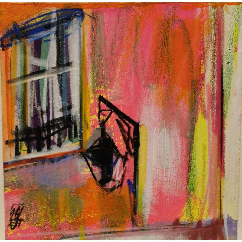 Peinture Fenêtre sur cour par Anicet Olivier | Tableau Figuratif Acrylique Urbain