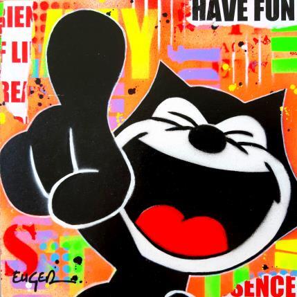 Painting HAVE FUN by Euger Philippe | Painting Pop-art Acrylic, Cardboard, Gluing, Graffiti Pop icons