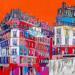Painting Derrière la fenêtre se joue des joies familiales by Anicet Olivier | Painting Figurative Urban Life style Acrylic