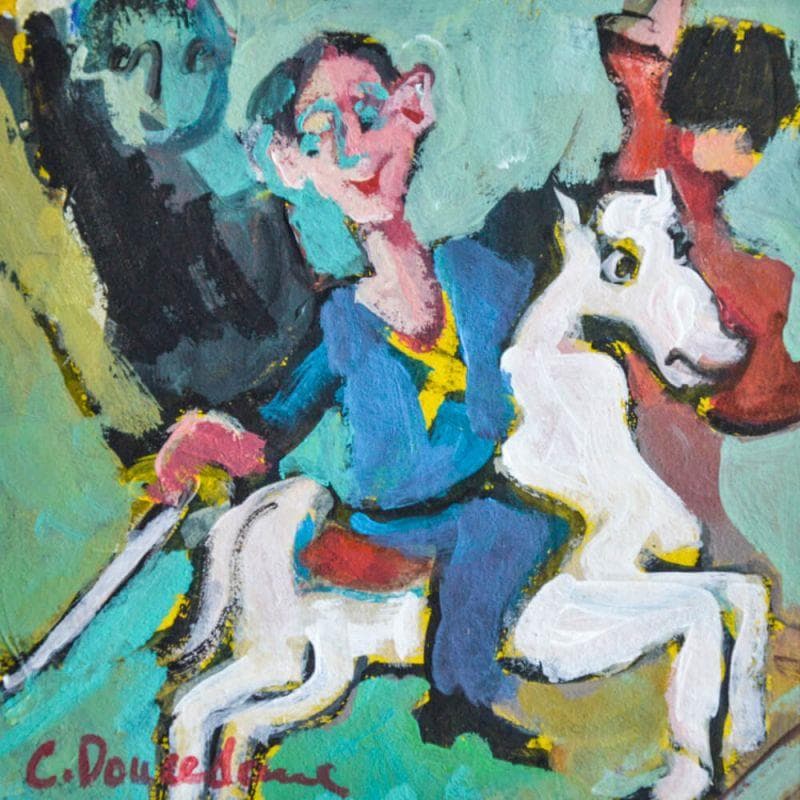 Painting Manège by Doucedame Christine | Painting Figurative Life style Acrylic
