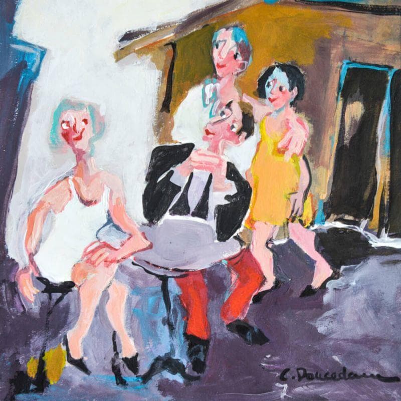 Painting Belle famille by Doucedame Christine | Painting Figurative Acrylic Life style