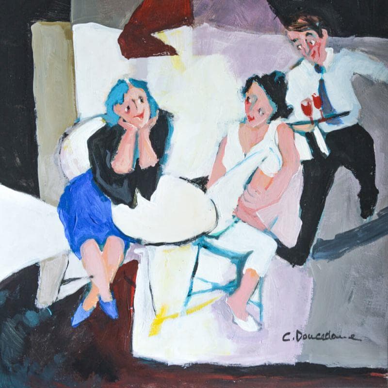 Painting Le serveur qui court by Doucedame Christine | Painting Figurative Acrylic Life style
