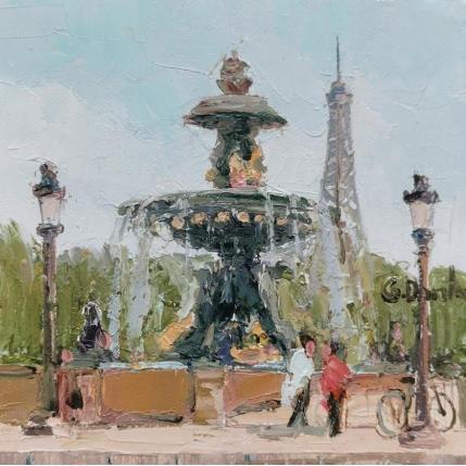 Painting La Fontaine de la place de la Concorde by Dontu Grigore | Painting Figurative Oil Urban