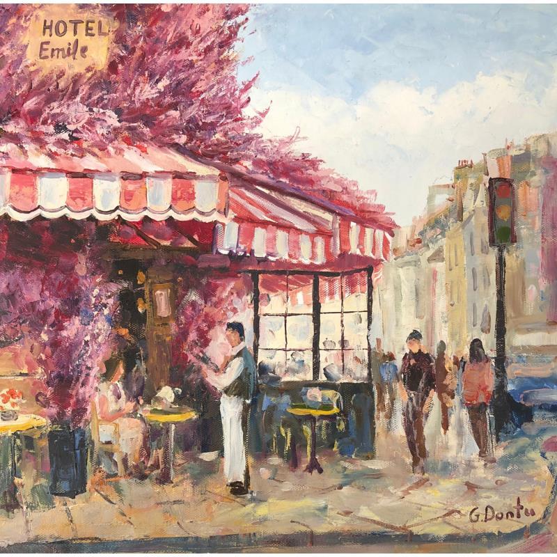 Painting Café de l'hôtel emile by Dontu Grigore | Painting Figurative Oil Urban