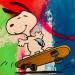 Peinture snoopy skater par Mestres Sergi | Tableau Pop-art Icones Pop Graffiti Carton