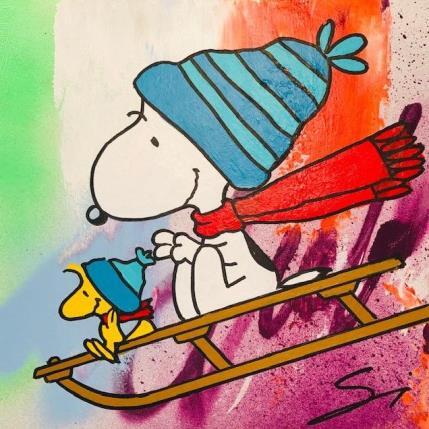 Painting enjoy your live with snoopy by Mestres Sergi | Painting Pop-art Cardboard, Graffiti Pop icons