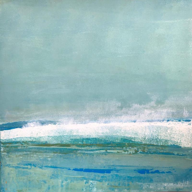 Painting Océan de ciel by Escolier Odile | Painting Abstract Acrylic, Cardboard, Sand Landscapes, Marine