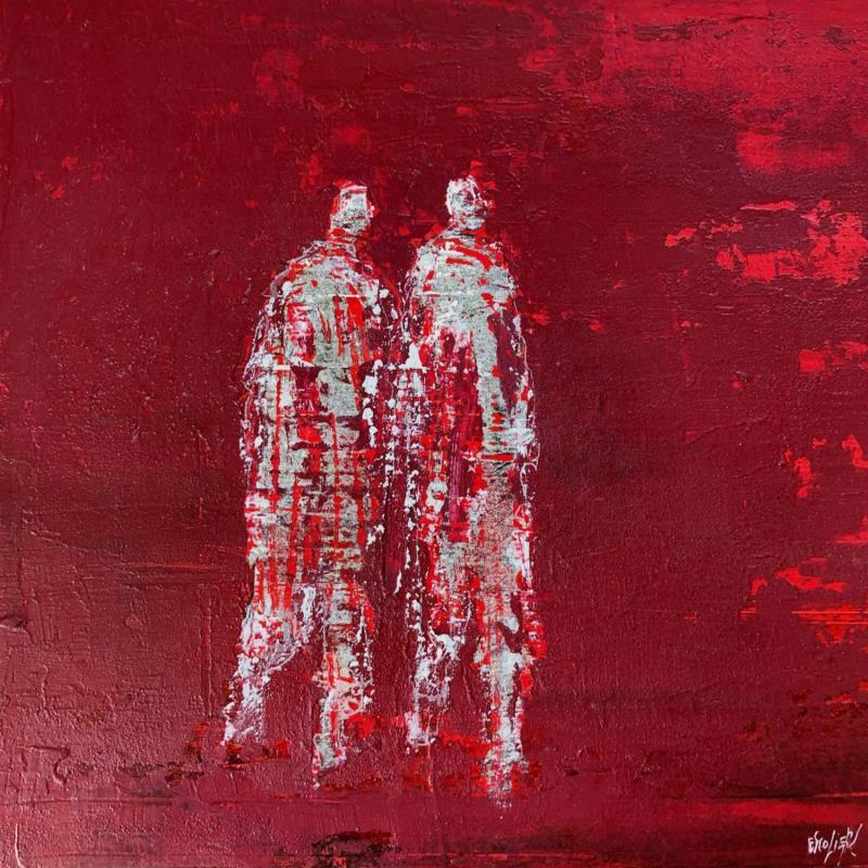 Painting Toi et moi 1 by Escolier Odile | Painting Raw art Cardboard Acrylic Sand