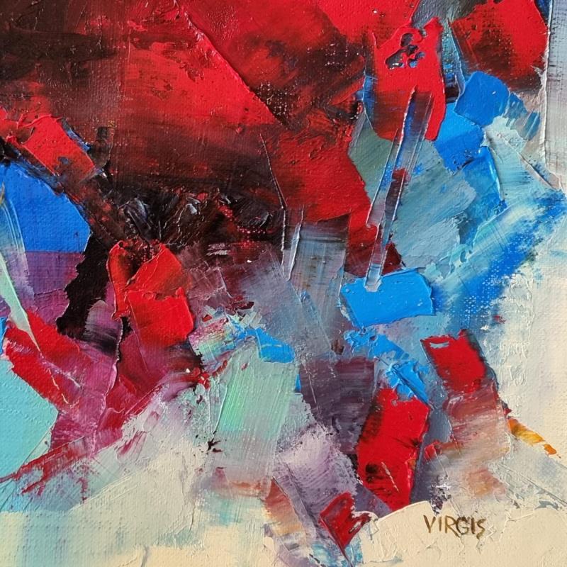 Peinture Red sky par Virgis | Tableau Abstrait Huile Minimaliste