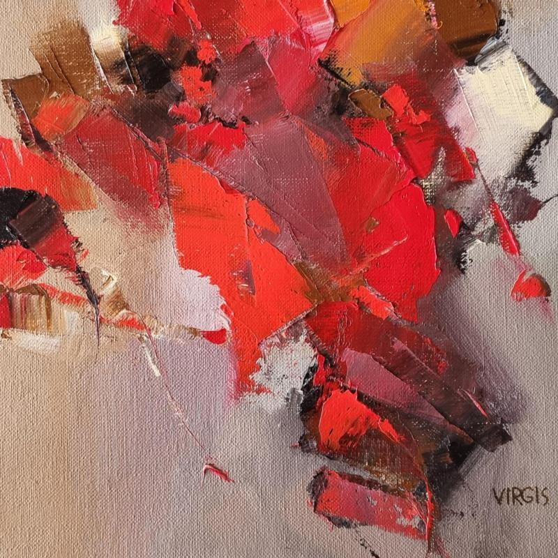 Painting Straight to the red by Virgis | Painting Abstract Oil Minimalist