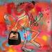 Gemälde Pink travel von Kikayou | Gemälde Pop-Art Pop-Ikonen Graffiti