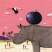 Painting Rhinocéros à la figue by Lionnet Pascal | Painting Surrealist Oil Landscapes Animals still-life