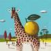 Painting Girafe au citron by Lionnet Pascal | Painting Surrealist Acrylic Landscapes Animals still-life