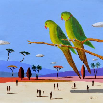 Painting Perruches by Lionnet Pascal | Painting Surrealist Acrylic Animals, Landscapes, Life style