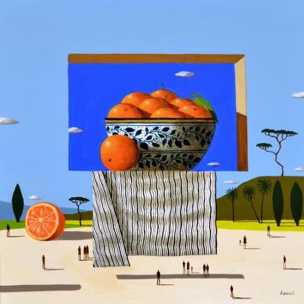Painting Oranges  by Lionnet Pascal | Painting Surrealist Acrylic Landscapes, Life style, still-life