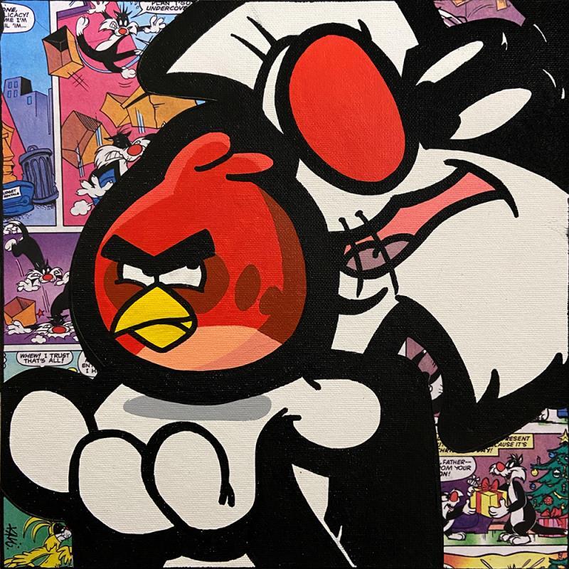 Painting Grominet Angry Bird by Kalo | Painting Pop art Gluing, Graffiti, Posca Pop icons