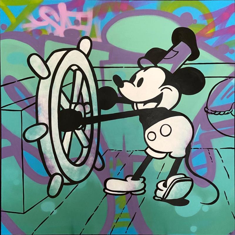 Painting mickey by Kalo | Painting Pop-art Pop icons Graffiti Gluing Posca