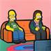 Gemälde Homer and Ned watching soccer von Kalo | Gemälde Pop-Art Pop-Ikonen Graffiti Collage Posca