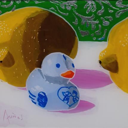Painting Le canard Colvert by Auriol Philippe | Painting Figurative Acrylic, Mixed still-life