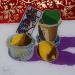 Gemälde Les citrons joueurs von Auriol Philippe | Gemälde Figurativ Stillleben Plexiglas Acryl Posca
