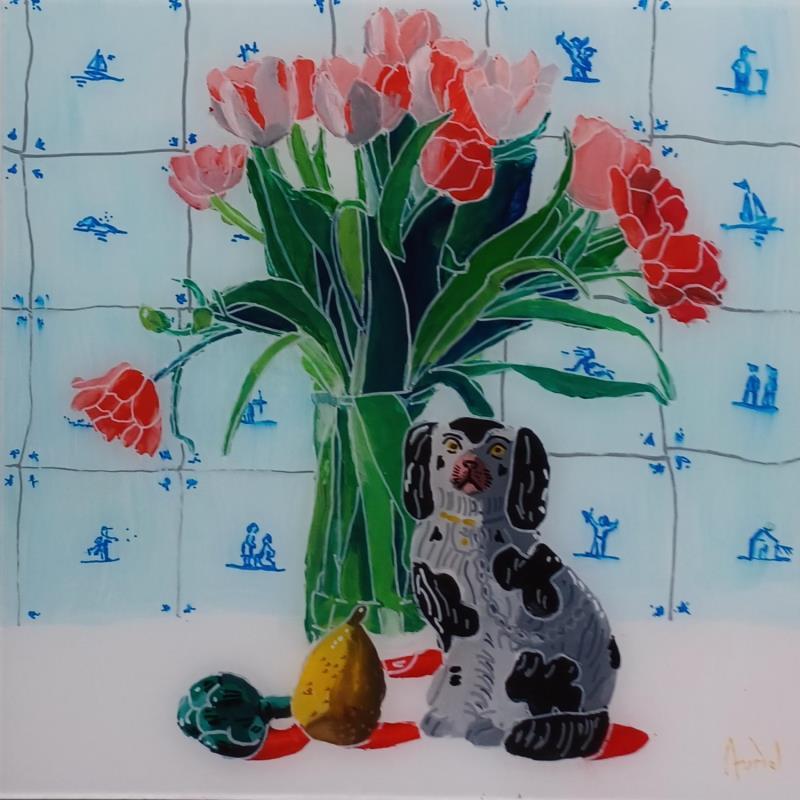 Painting les tulipes anglaises by Auriol Philippe | Painting Figurative Acrylic, Plexiglass, Posca still-life