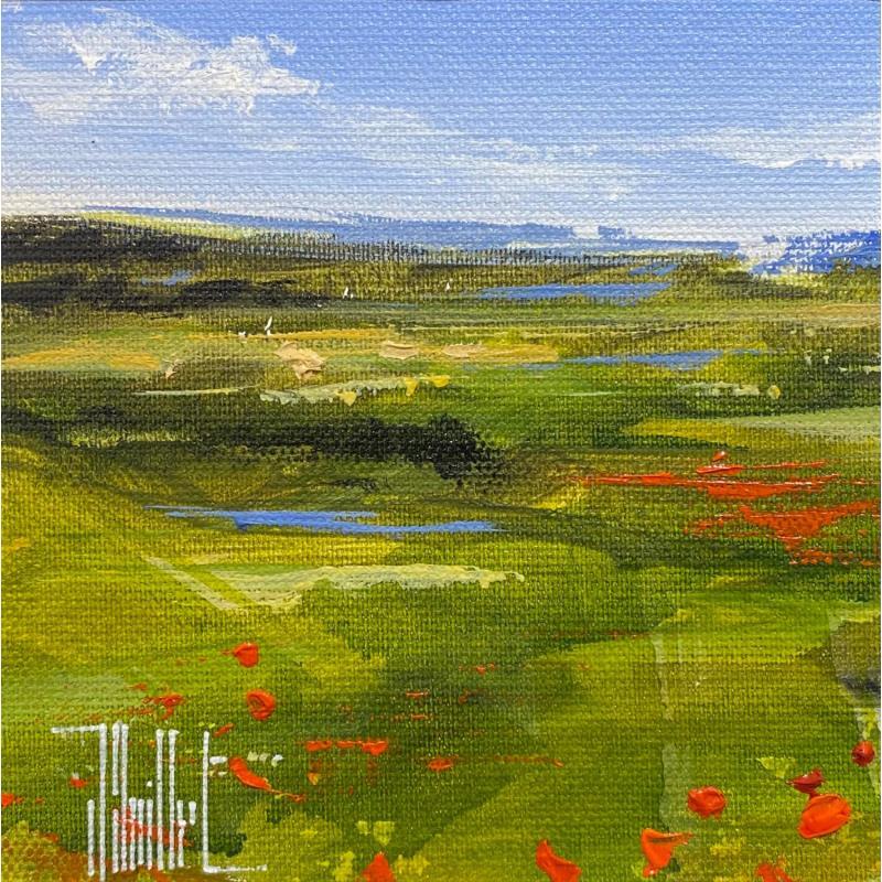 Painting Campagne aux coquelicots by Guillet Jerome | Painting Figurative Landscapes Oil Acrylic