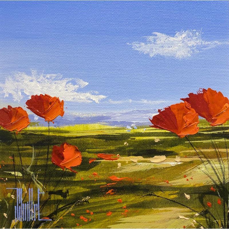 Peinture Les champs de coquelicots par Guillet Jerome | Tableau Figuratif Acrylique, Huile Paysages