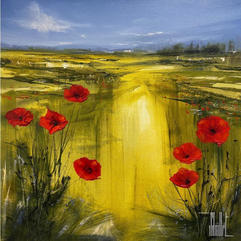 Painting Champs de coquelicots by Guillet Jerome | Painting Figurative Landscapes Oil Acrylic