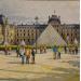 Gemälde Paris, le Louvre von Decoudun Jean charles | Gemälde Figurativ Aquarell