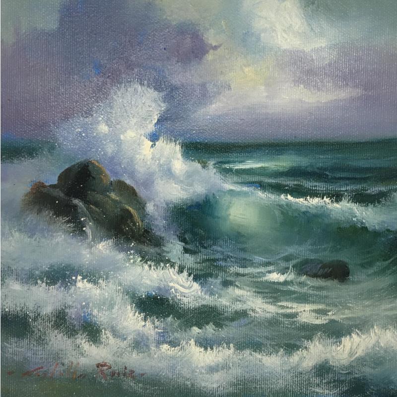 Gemälde Rompiendo las olas von Cabello Ruiz Jose | Gemälde Figurativ Landschaften Öl