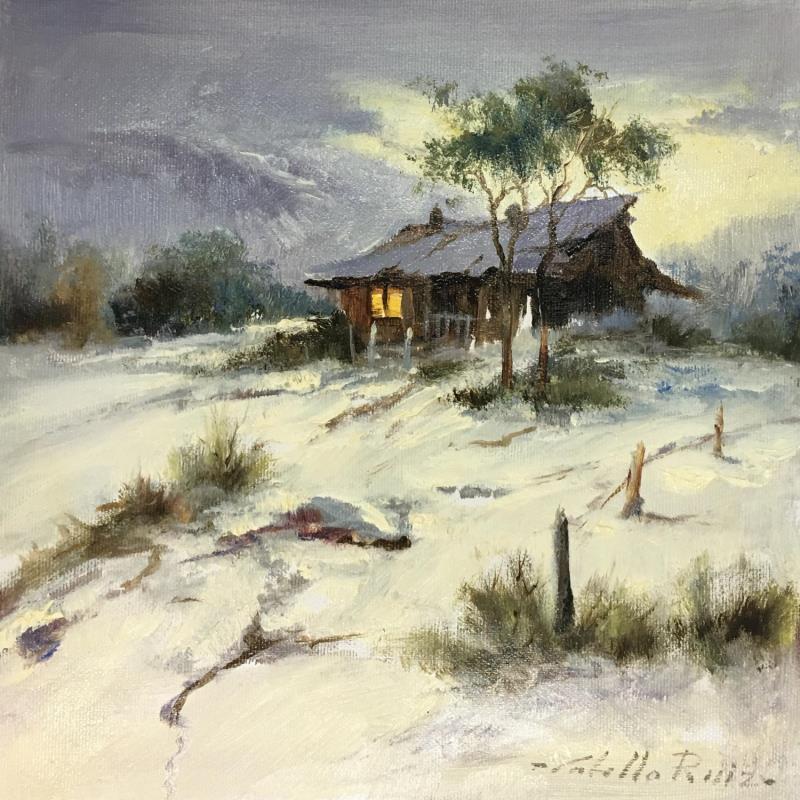 Painting Sola en la nieve by Cabello Ruiz Jose | Painting Figurative Oil Landscapes