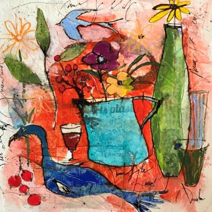 Painting les 2 oiseaux by Colombo Cécile | Painting Figurative Mixed Pop icons, still-life