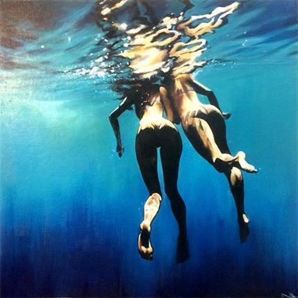 Painting Summertime by Nahon Bruno | Painting Figurative Acrylic Life style, Marine