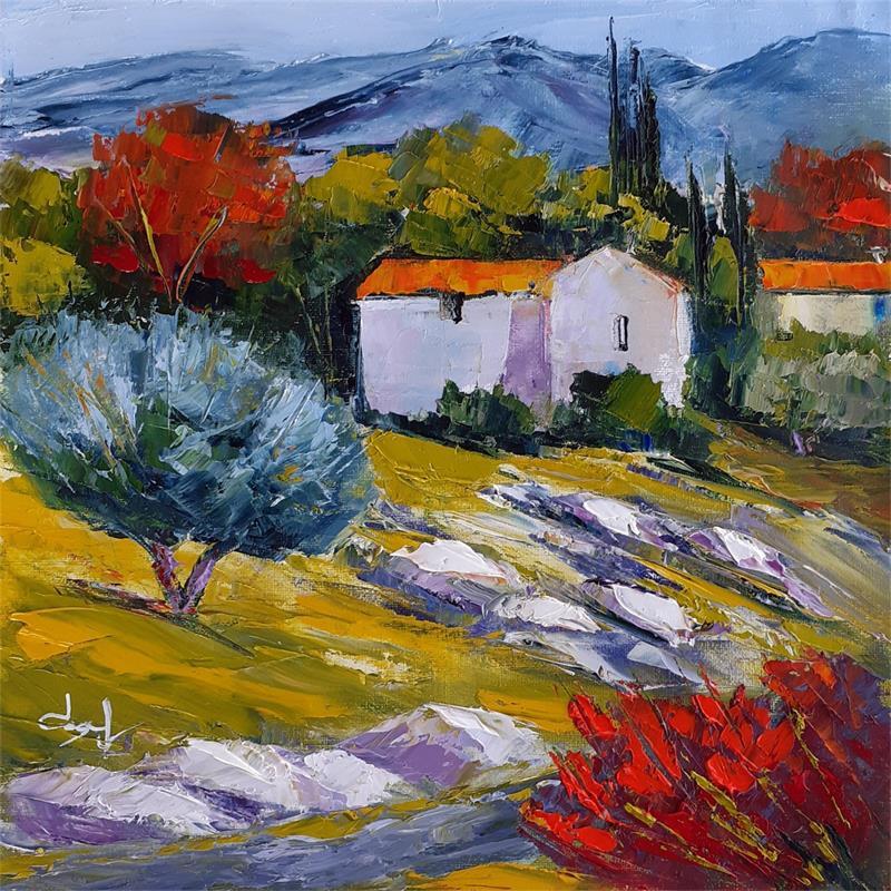 Painting Premières couleurs automnales en Provence by Degabriel Véronique | Painting Figurative Oil Landscapes