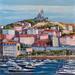 Peinture Marseille le vieux port par Degabriel Véronique | Tableau Figuratif Paysages Urbain Marine Huile