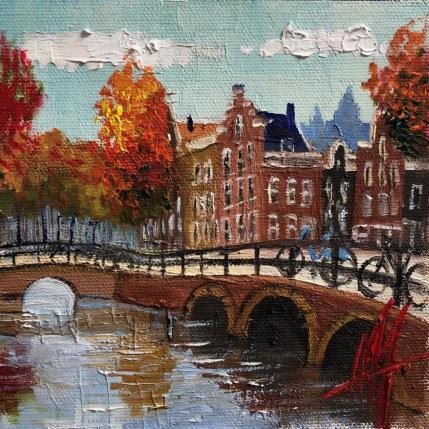 Painting Amsterdam,fall of the leafe by De Jong Marcel | Painting Figurative Oil Landscapes, Urban