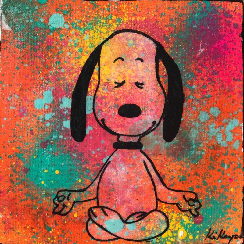 Painting Snoopy yoga by Kikayou | Painting Pop art Mixed Pop icons