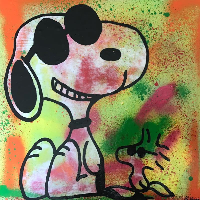 Painting Snoopy and Woodstock  by Kikayou | Painting Pop art Mixed Pop icons