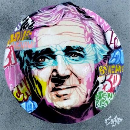 Gemälde Aznavour von Sufyr | Gemälde Street art Acryl, Graffiti Pop-Ikonen