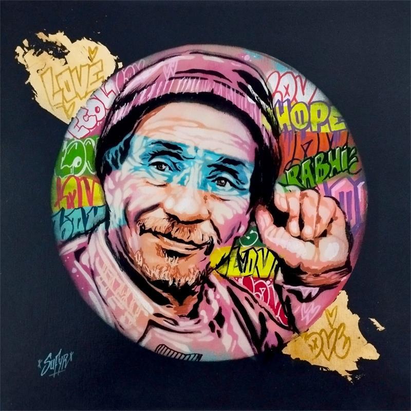 Gemälde Pierre Rabhi von Sufyr | Gemälde Street art Acryl, Graffiti Porträt